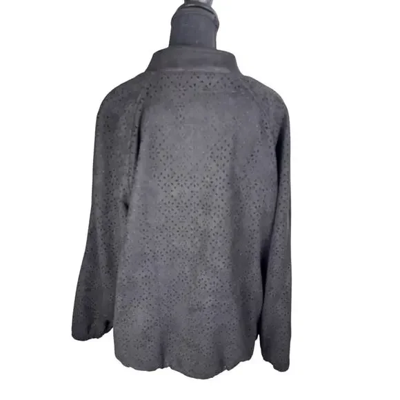 QVC DENNIS BASSO PERFORATED FAUX SUEDE JACKET NWOT BLACK SIZE L - Picture 5 of 7
